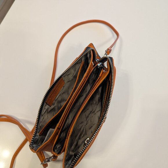 Orange Leather Crossbody Purse by "The Trend" - Picture 2 of 8